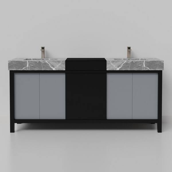 Lexora Zilara 72 in x 22 in D Black and Grey Double Bath