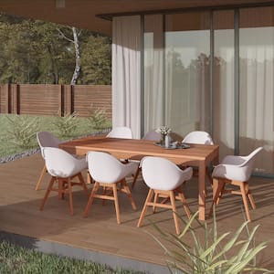 Carilo Deluxe 9-Piece Wood Rectangular Outdoor Dining Set