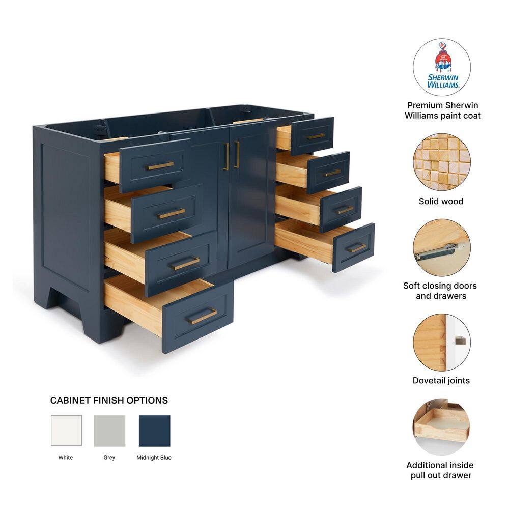 Taylor Midnight Blue Painted Freestanding Bathroom Vanity with Brass Hardware