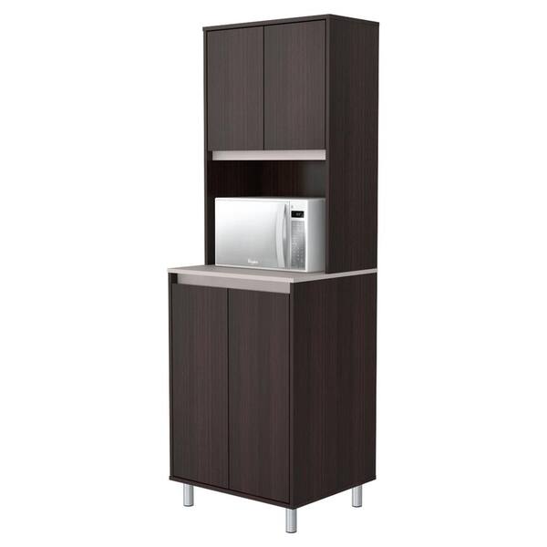 Inval AMBROSSIA Breakroom 4-Door Cabinet, Espresso and Amber Grey Inval AMBROSSIA Breakroom 4-Door Cabinet, Espresso and Amber Grey