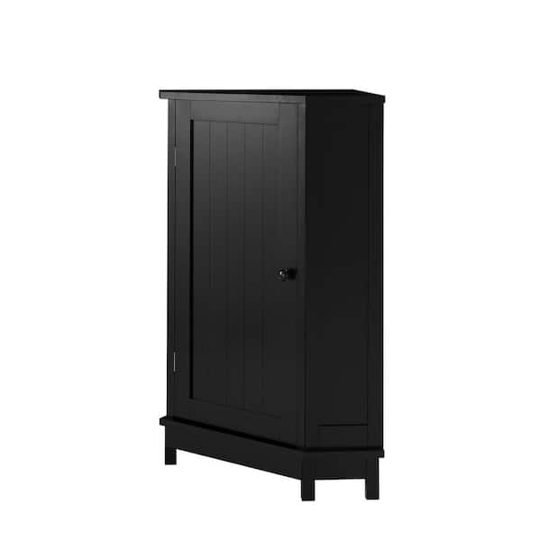 Aoibox 24 in. W x 12 in. D x 32 in. H in Coffee Assembled Floor Corner Cabinet with Doors and Shelves for Bathroom, Kitchen
