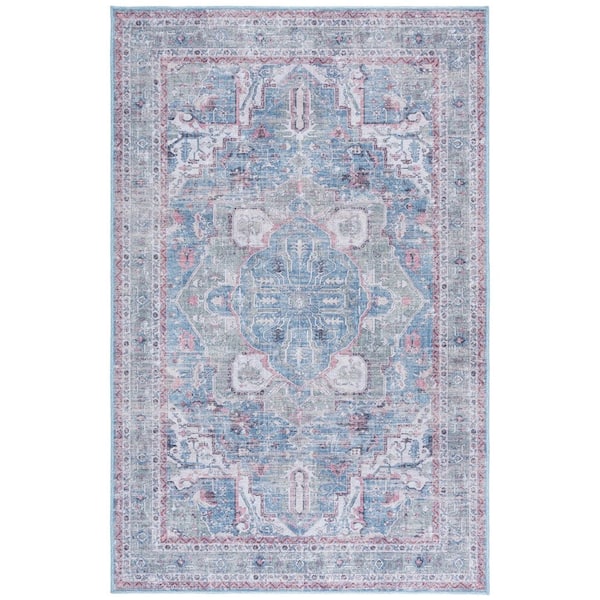 SAFAVIEH Vintage Heriz Green/Blue 8 ft. x 10 ft. Machine Washable Ornate Distressed Medallion Area Rug