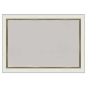 Eva White Gold Narrow Framed Grey Corkboard 27 in. x 19 in Bulletin Board Memo Board