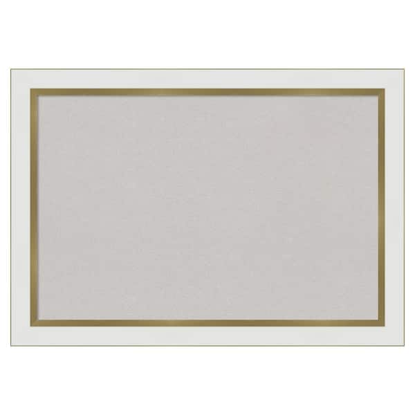 Eva White Gold Narrow Framed Grey Corkboard 27 in. x 19 in Bulletin Board Memo Board