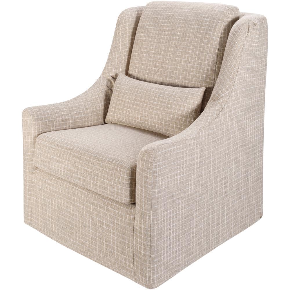 Matthias Modern Swivel Armchair, Light Beige, 48 in. H x 34 in. W x 36 in. 