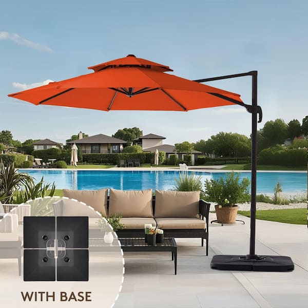 JEAREY 11 ft. Round Patio Cantilever Umbrella With Cover in Orange