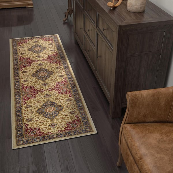 Sensation Border Ivory 2 ft. x 8 ft. Indoor Runner Rug