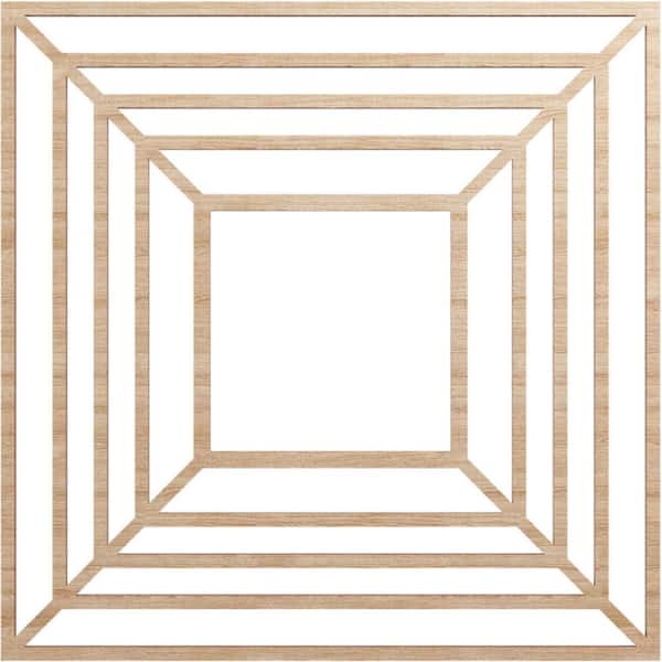 Ekena Millwork 20 in. x 20 in. x 1/4 in. Raven Wood Fretwork Pierced Ceiling Medallion, Alder