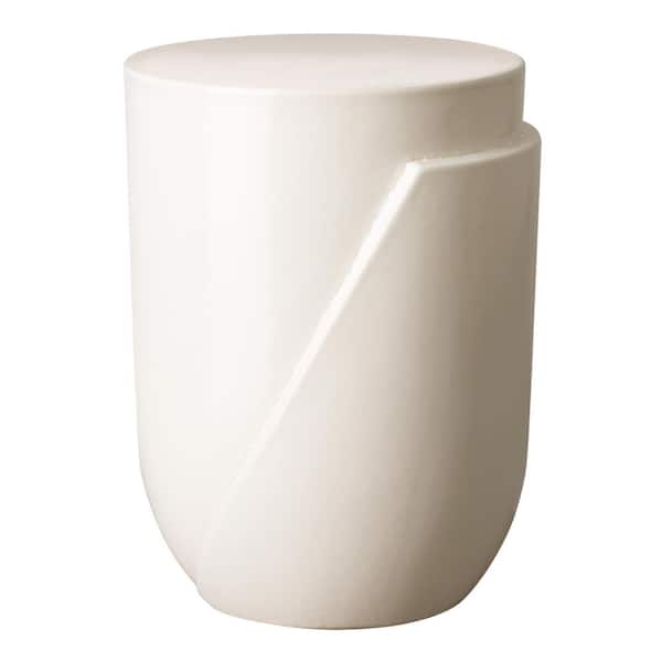 Emissary Accel 18 in. H White Round Ceramic Garden Stool