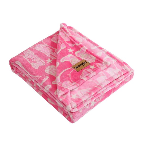 Knockin Boots 50 x 60-Pink Plush Fleece Throw Blanket