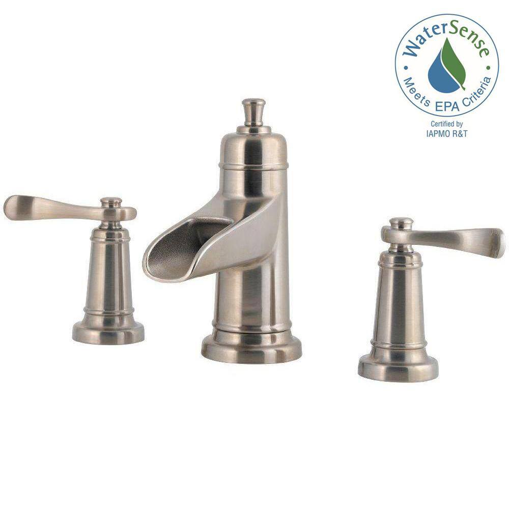 Ashfield Brushed Nickel 2-Handle Widespread Waterfall Bathroom Faucet