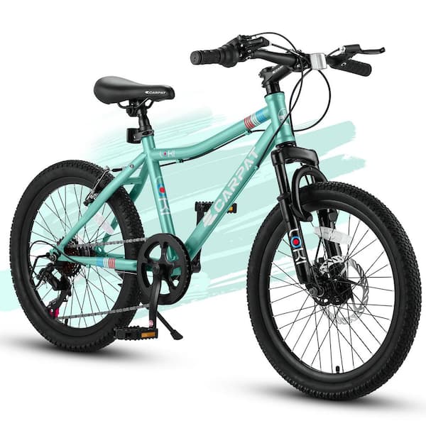 Cesicia 20 in. 7 Speed Montain Bike in Green with Front Suspension Disc U Brake for Boys and Girls
