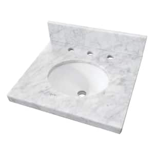 Fredrickson 19 in. W x 17 in. D Marble Carrara White Rectangular Single Sink Vanity Top in White