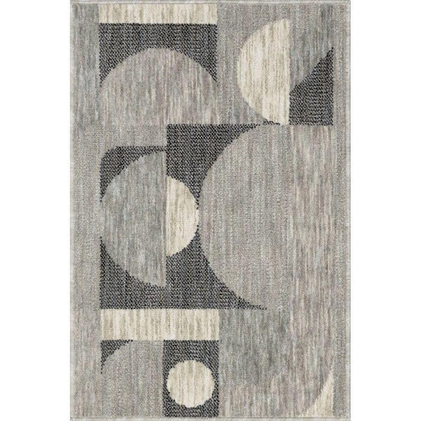 StyleWell Beckett Light Gray Doormat 2 ft. x 3 ft. Modern Geometric Area Rug