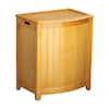 Oceanstar Bowed Front Laundry Hamper - Natural Wood Finish With Canvas Liner, Solid Wood Construction