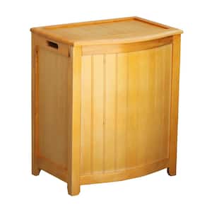 Natural Wainscot Style Bowed Front Laundry Hamper