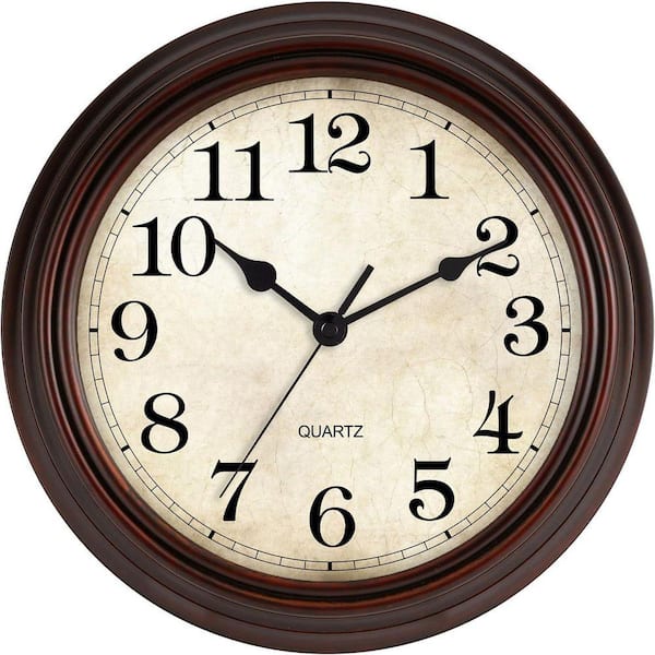 12 in. Bronze Round Classic Plastic Operated Wall Clock YY