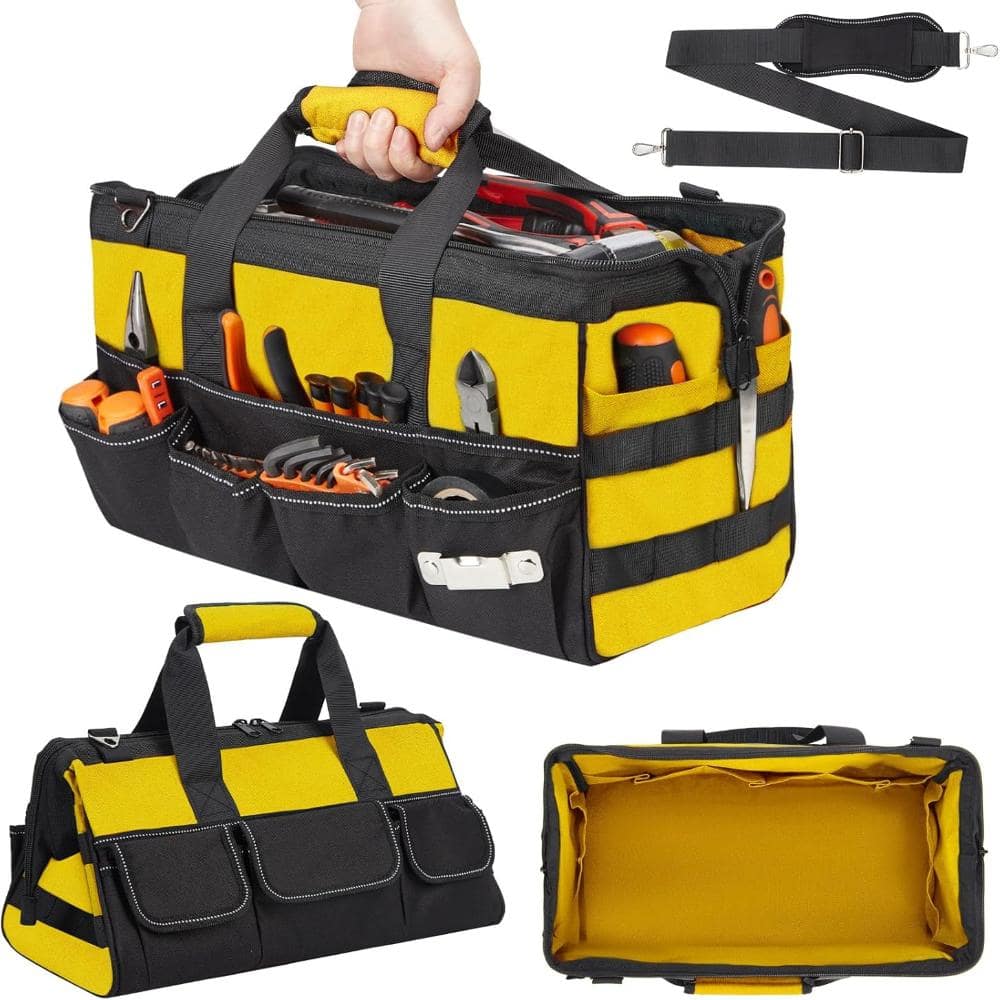 16 Inch Tool Bag, Multi-Pocket Oxford Tool Tote with Adjustable Shoulder Strap, Padded Handle, Tool Organizer price history on PriceWatchPro