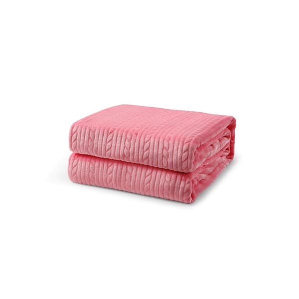 L'Baiet Pink Embossed 100% Polyester King Blanket 108 in. x 90 in.