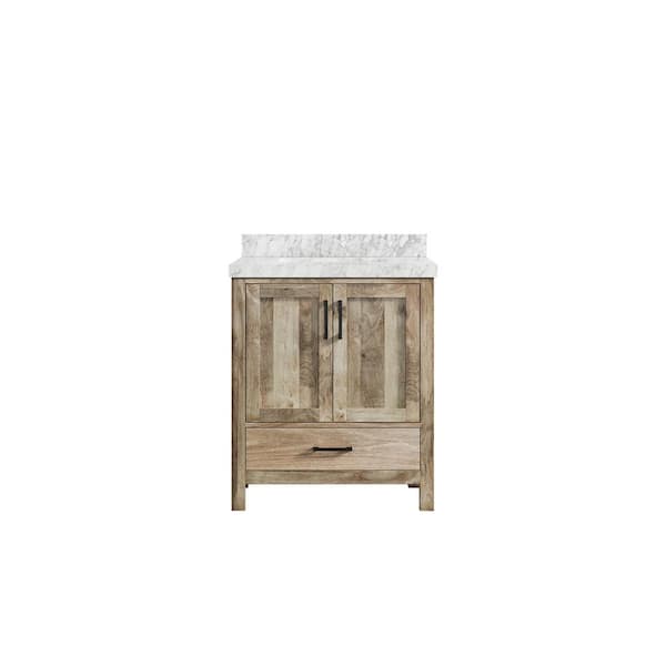 Willow Collections Malibu Mango 30 in. W x 22 in. D x 36 in. H Bath Vanity in Natural with 2 in. Carrara Marble Top