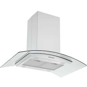 36 in. 440 CFM Convertible Island Mount Glass Canopy Range Hood with LED Lights in Stainless Steel