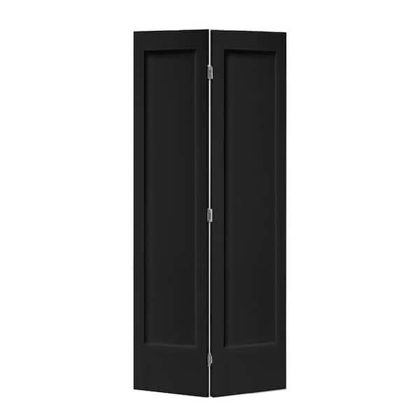 CALHOME 30 in. x 80 in. 1 Panel Shaker Black Painted MDF Composite Bi