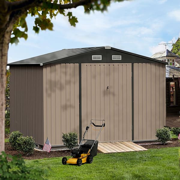 10 ft. W x 8 ft. D Metal Storage Shed for Garden and Backyard (73 sq. ft.)