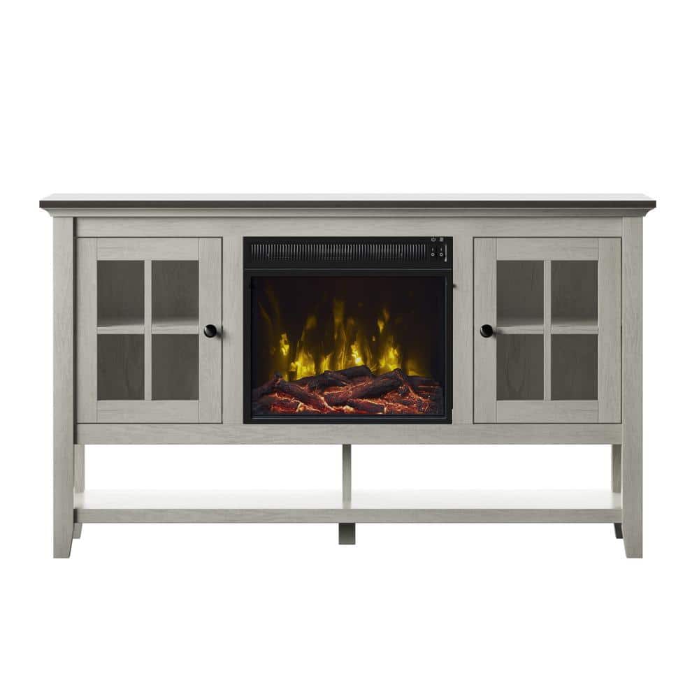 54 in. freestanding wooden electric fireplace tv stand in fairfax oak