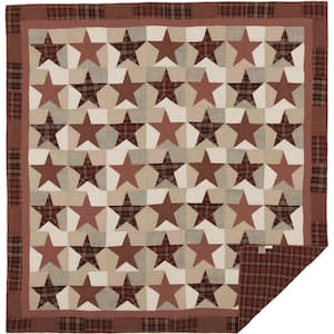 Abilene Star Burgundy Tan Brown Primitive Patchwork Queen Cotton Quilt