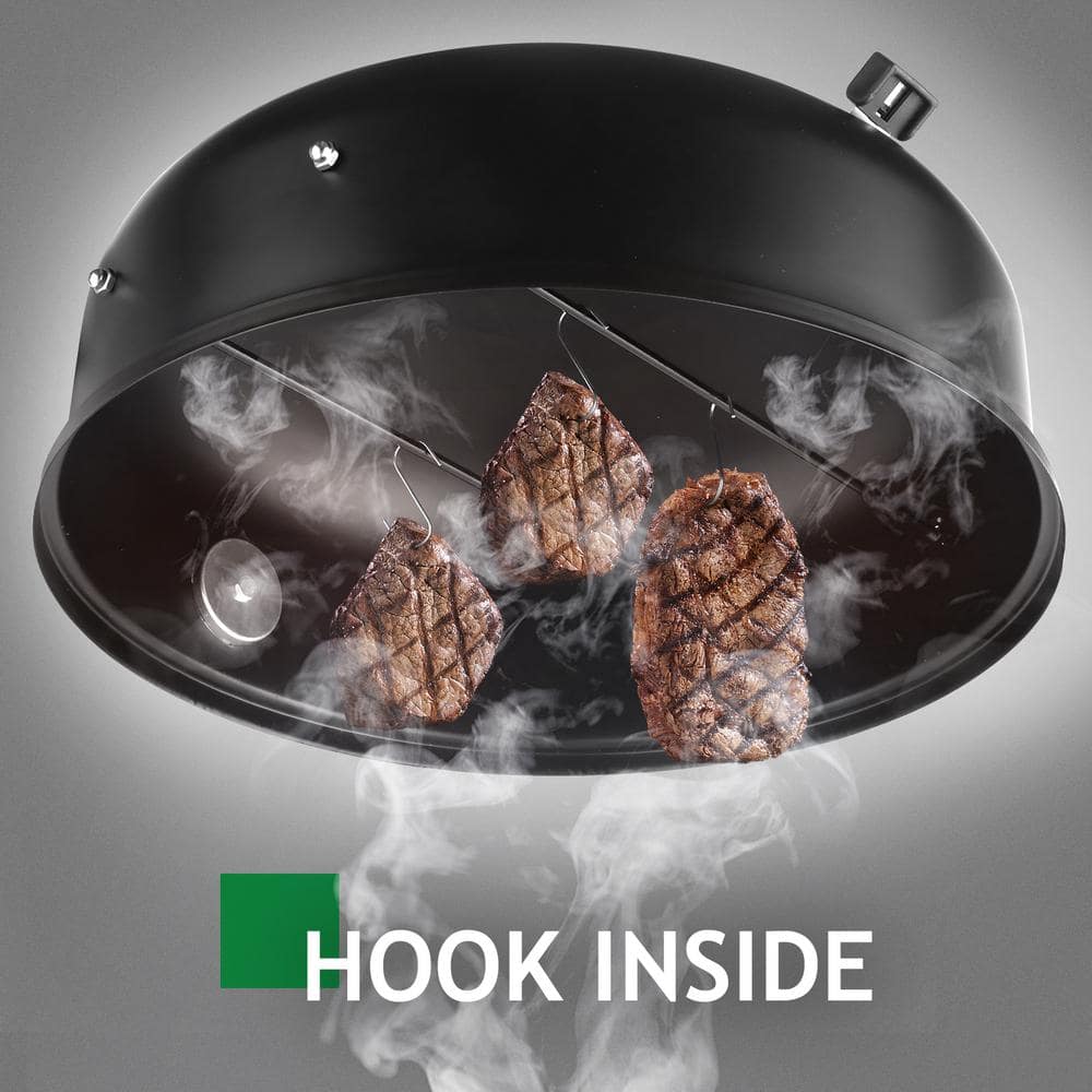 Black Vertical Charcoal Smoker Grill with Thermometer