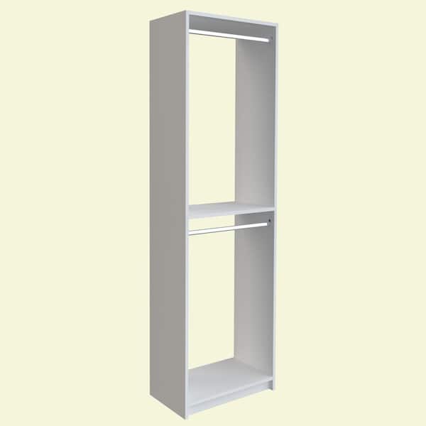 SimplyNeu 14 in. D x 25.375 in. W x 84 in. H White Double Hanging Tower Wood Closet System Kit
