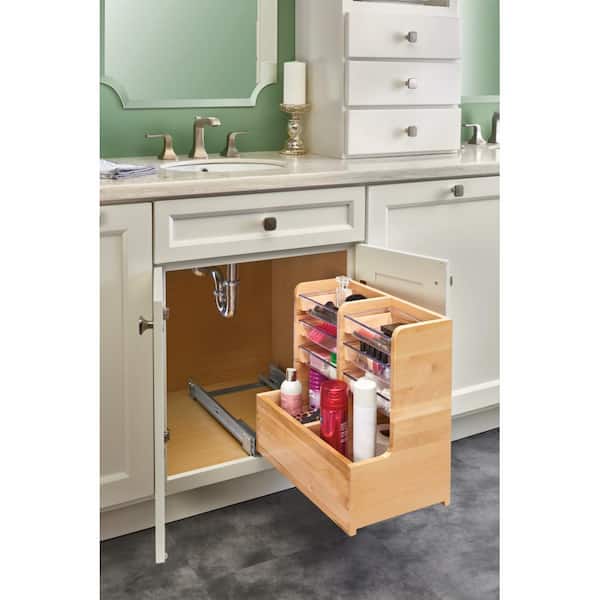 Rev-A-Shelf 11.66-in W x 18.87-in H 4-Tier Cabinet-mount Wood Soft Close  Pull-out Under-sink Organizer