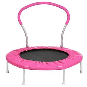 36 in. Outdoor Metal Light-Weight Trampoline with Handle for Kids