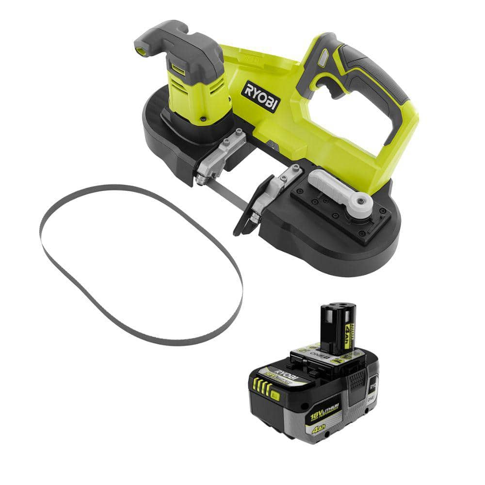 ONE+ 18V Cordless 2-1/2 in. Compact Band Saw with 4.0 Ah Lithium-Ion HIGH PERFORMANCE Battery -  RYOBI, P590PBP004