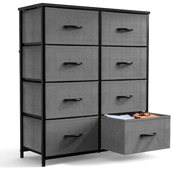 WONDER COMFORT Stylish Gray 8 Drawer 11.8 in. Wide Chest of