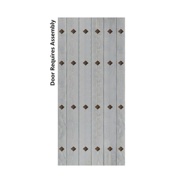 ISLIFE Mid-Century New Style 36 in. x 84 in. French Gray DIY Solid Wood Sliding Barn Door Slab