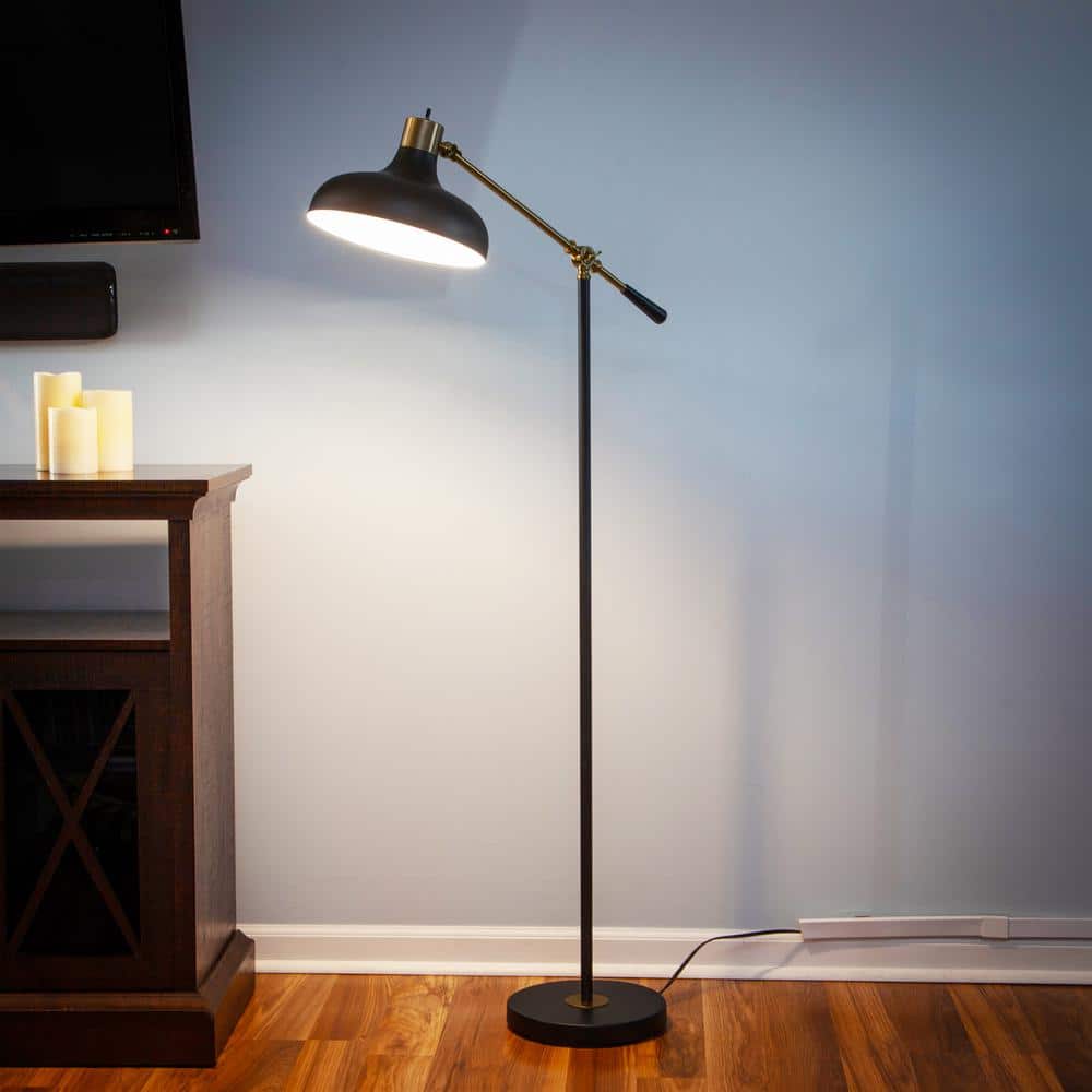 Wyatt 60" Matte Black Adjustable LED Floor Lamp with Voice Control