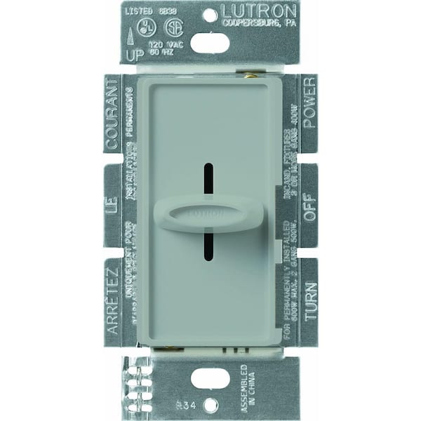 Lutron Skylark Dimmer Switch, Slide-to-Off, 600-Watt Incandescent/Single-Pole, Gray (S-600-GR)