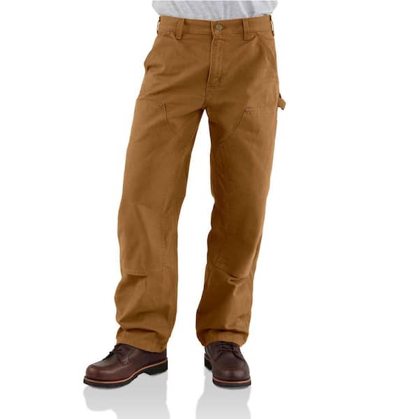 Carhartt Men's 36 in. x 34 in. Brown Cotton Double Front Work Dungaree Washed Duck Pant