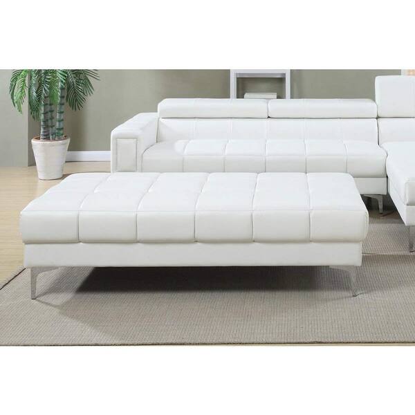 Poundex Bobkona White Bonded Leather Tail Ottoman Pdex F7229 The Home Depot Poundex Bobkona White Bonded Leather, Poundex Bobkona Bonded Leather Sectional Sofa