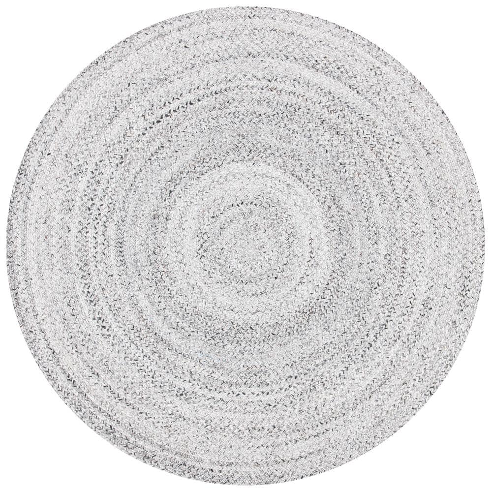 Handmade Reversible Round Gray Synthetic Braided Rug
