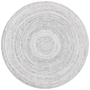Braided Silver/Charcoal 7 ft. x 7 ft. Round Solid Area Rug