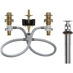 16 in. Widespread Bathroom Sink Faucet Rough-In Valve with Drain Assembly in Brass