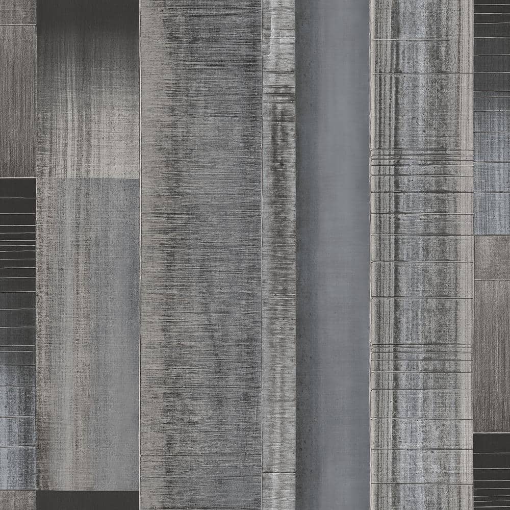 TexStyle Collection Black and Grey Agen Stripe Metallic Finish Non-Pasted o