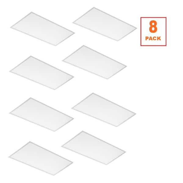 2 ft. x 4 ft. Selectable Lumens Wattage 3500K 4000K 5000K Integrated LED White Troffer Light 0-10V Dimming (8-Pack)