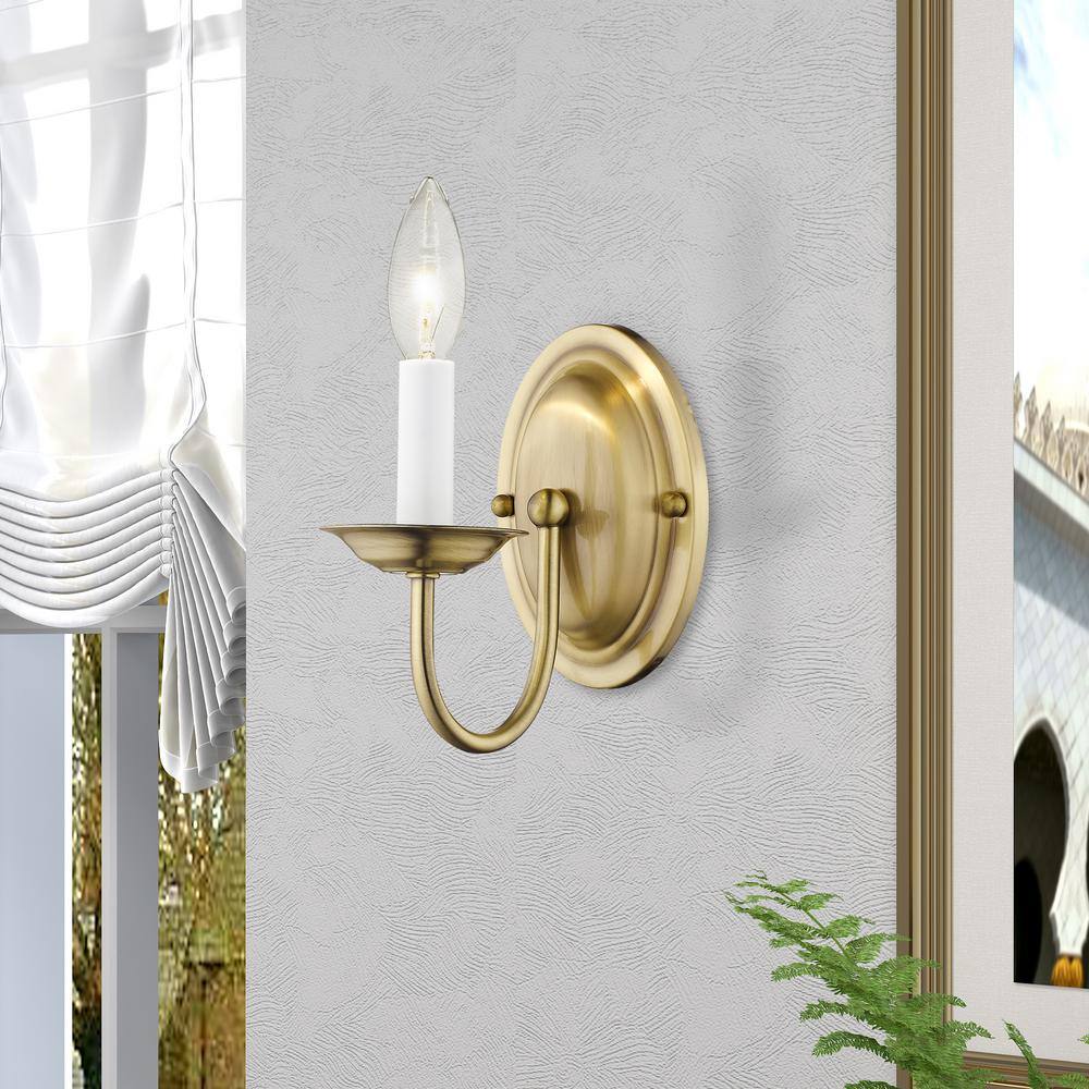 Home Basics Antique Brass Traditional Wall Sconce - 7" Height