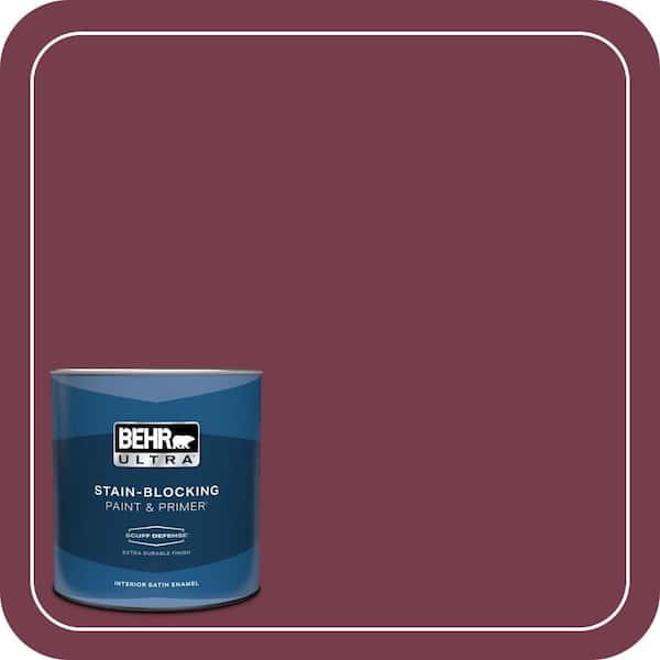 BEHR ULTRA 1 qt. #ICC-110 Vintage Merlot Extra Durable Satin Enamel Interior Paint & Primer