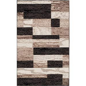 Bernadette Chocolate 5 ft. x 8 ft. Loomed Abstract Polypropylene Rectangle Area Rug