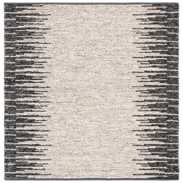 SAFAVIEH Natural Fiber Bleach/Black 6 ft. x 6 ft. Transition Marle Square Area Rug