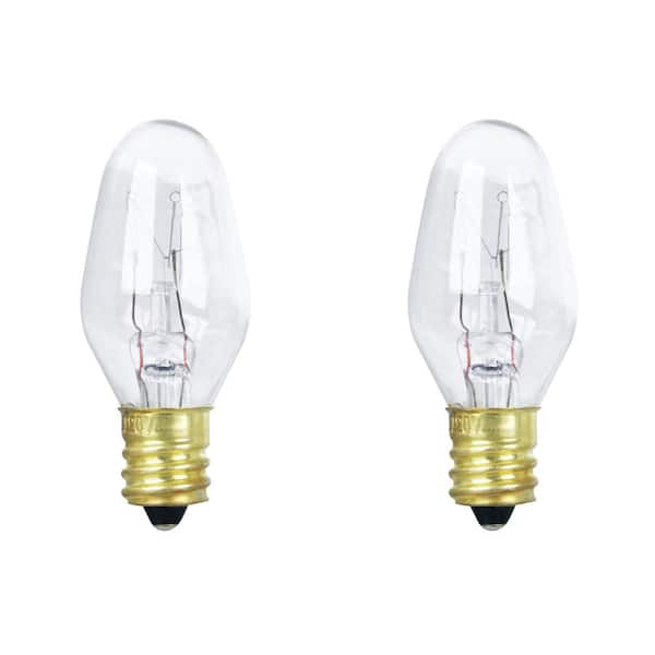 Feit Electric 15-Watt C7 E12 Candelabra Base Dimmable Incandescent Candle Warmer Light Bulb Soft White 2700K (2-Pack)